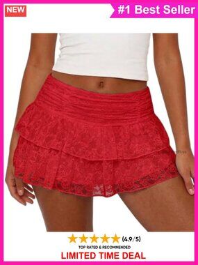 Lace Ruffle Mini Skort with Built-in Shorts Y2K Style